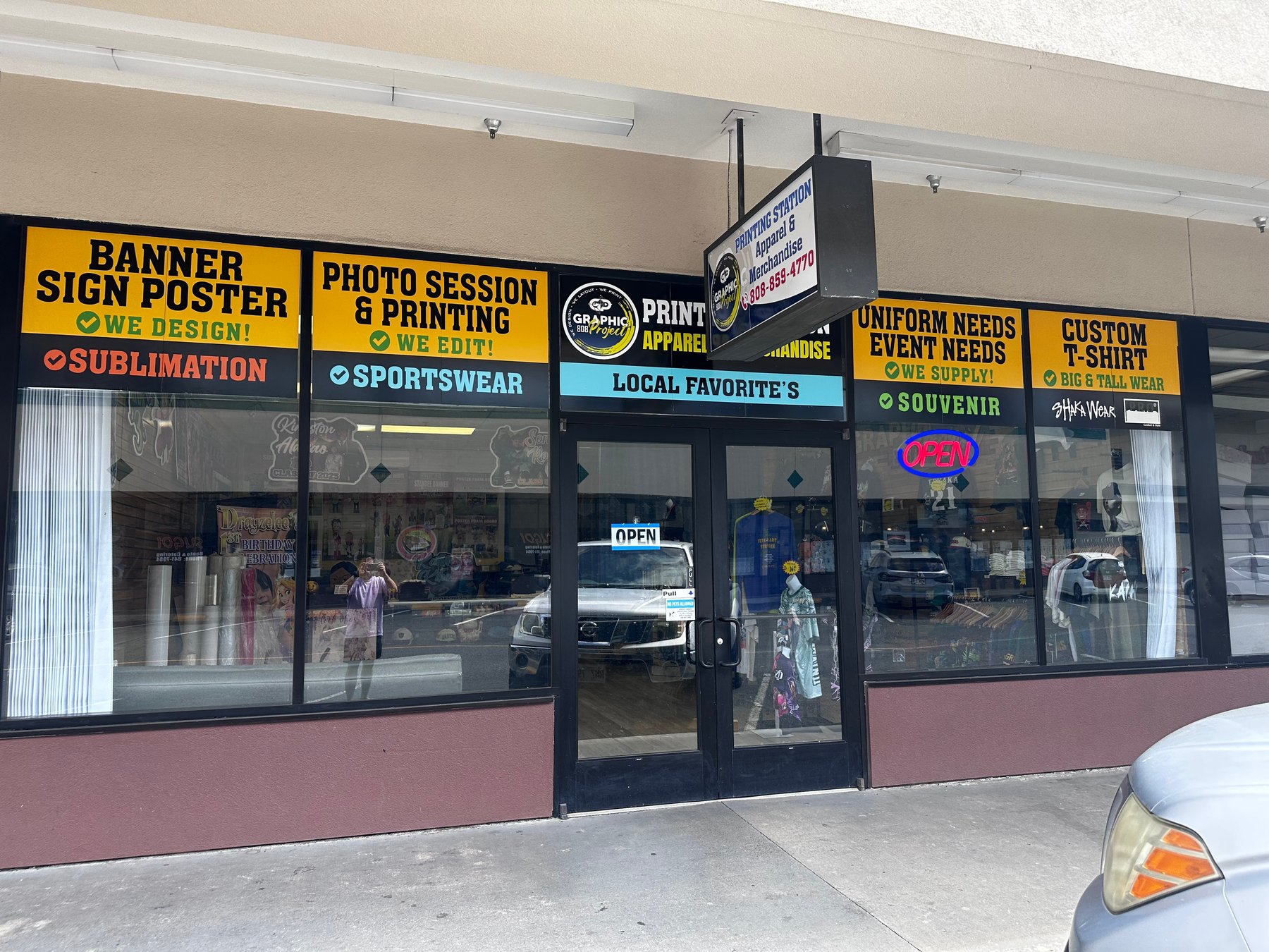 Graphic Project 808 storefront in Kalihi, Honolulu